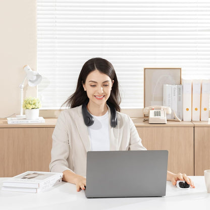 JISULIFE Portable Neck Fan, Hands Free Bladeless Fan, 4000 mAh Battery Operated Wearable Personal Fan, Leafless, Rechargeable, Headphone Design,3 Speeds Gifts for Women Men-Black