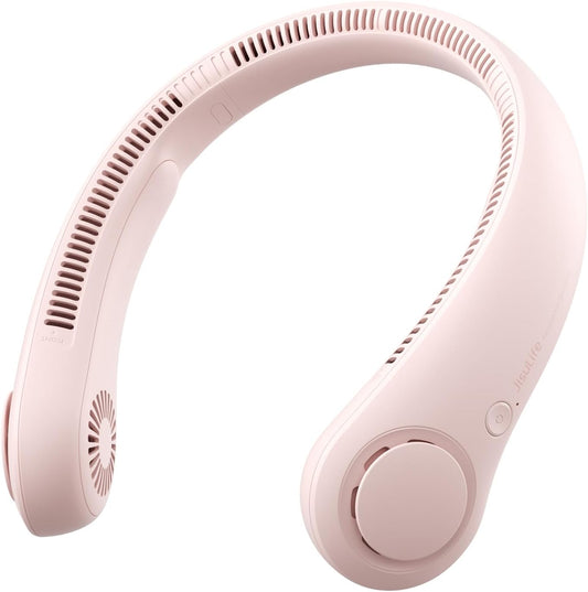 JISULIFE Portable Neck Fan, Hands Free Bladeless Fan, 4000 mAh Battery Operated Wearable Personal Fan, Leafless, Rechargeable, Headphone Design,3 Speeds Gifts for Women Men-Black