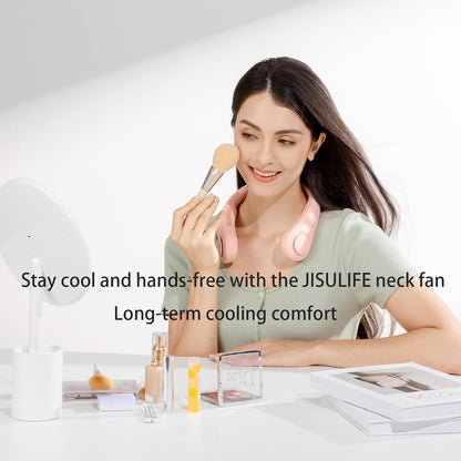 JISULIFE Portable Neck Fan, Hands Free Bladeless Fan, 4000 mAh Battery Operated Wearable Personal Fan, Leafless, Rechargeable, Headphone Design,3 Speeds Gifts for Women Men-Black