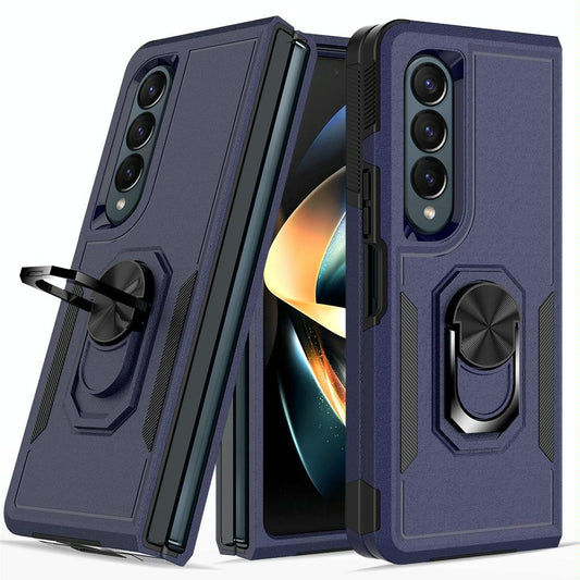 NNEDSZ Galaxy Z Fold 4 Tpu Shockproof Case With Ring - 2 In 1 Design - Dark Green