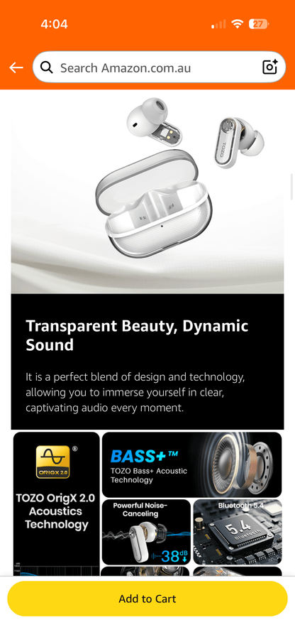 Professional earbuds active noise cancelling and hybrid transparency mode